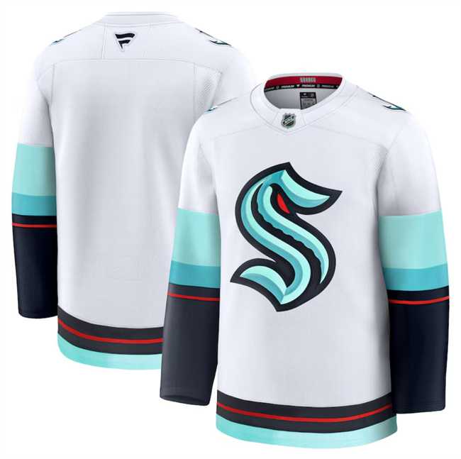 Mens Seattle Kraken Blank White 2024-25 Away Stitched Hockey Jersey Dzhi